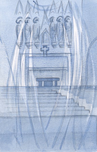 Andělé uctívají všude, kde je přítomen Kristus, tma nebo chlad neodolá., 2001 (bez papíru) od Elizabeth Wang
