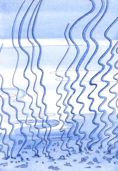 Na začátku duchovní cesty se duše podobá té části oceánského dna, která je „neprůchodná“ plevelem, 2002 (bez papíru na papíře) od Elizabeth Wang