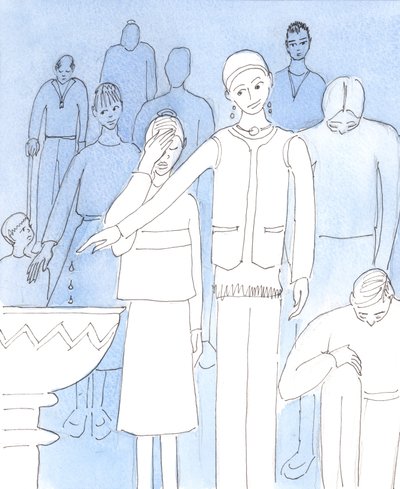 Kristus nás žádá, abychom provedli zásadní přehodnocení našich současných postojů a činů, které se týkají úcty k Němu, 2004 (w/c na papíře) od Elizabeth Wang