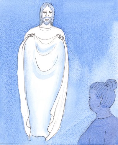 Kristus nás utěšuje a uklidňuje, jako matka uklidňuje své děti, když mají strach nebo úzkost, 2004 (bez papíru) od Elizabeth Wang