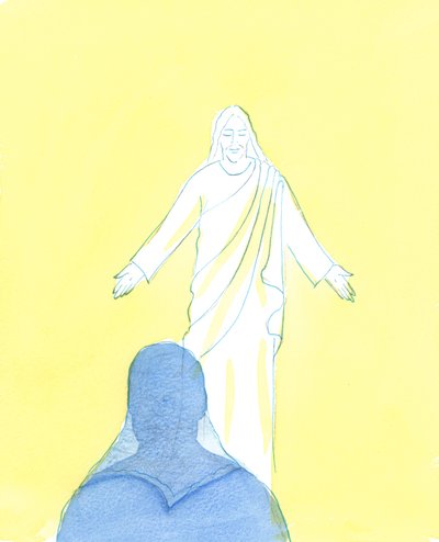 Kristus na mě hleděl s nesmírnou láskou a něhou, když jsem vyjádřil svou lítost a lásku, 2003 (bez papíru) od Elizabeth Wang