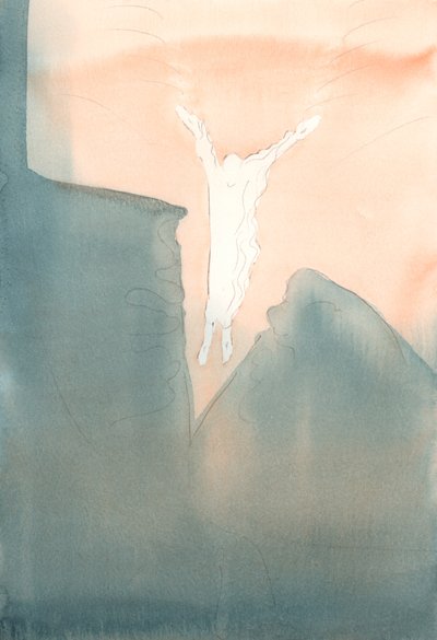 Kristus láskyplně skáče do děsivých temných hlubin našich srdcí., 2001 (bez papíru) od Elizabeth Wang