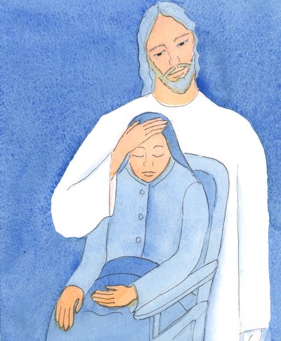 Kristus nabízí útěchu každému; ale pokud se k Němu odmítneme přiblížit, nemůžeme přijmout jeho pomoc, 2004 (bez papíru) od Elizabeth Wang