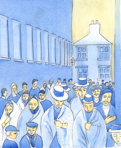 Kristus mi ukázal, že všichni ti lidé ve sto let starém týdeníku jsou nyní mrtví a jsou v nebi nebo pekle nebo očistci, 2004 (bez papíru) od Elizabeth Wang