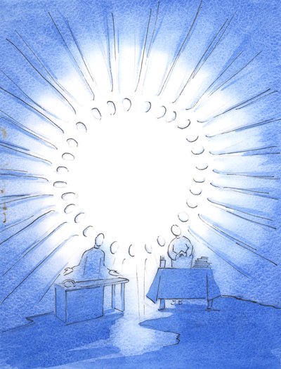 Kristus sjednocuje své přátele na zemi ve „společenství svatých“. Každá modlitba pronesená skrze Krista se dotýká jiných duší nebo jim pomáhá, 2003 (bez papíru) od Elizabeth Wang