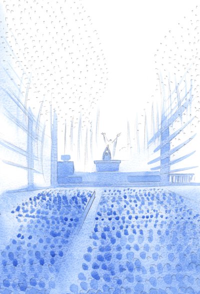 Během mše svaté, Kristus prosí Otce, uprostřed svého lidu na zemi a v nebi, 2002 (bez papíru) od Elizabeth Wang