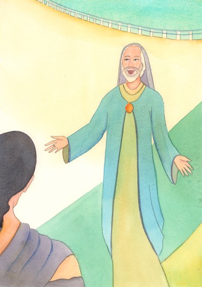 Bůh Otec přihlíží s nekonečnou laskavostí, kdykoli člověk, který selhal ve ctnosti, činil pokání, 2004 (bez papíru) od Elizabeth Wang