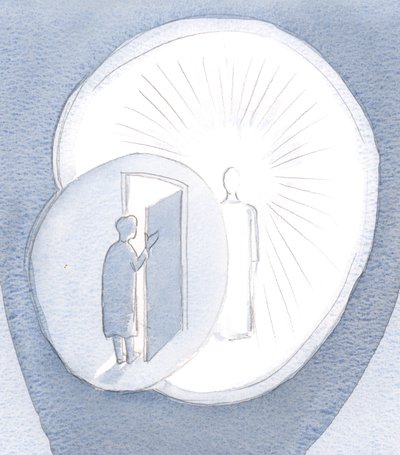 Jak málo lidí vítá Krista do nitra svého srdce. Nechávají Ho na chodbě, stydí se odhalit se., 2001 (bez papíru) od Elizabeth Wang