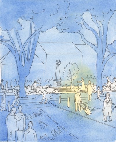 Kdyby Ježíš procházel centrem města, lidé by ho spěchali vidět, 2003 (bez papíru) od Elizabeth Wang