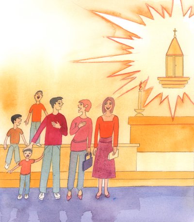 V kostele jsme na prahu nebe, v přítomnosti Krista, našeho Boha, 2003 (bez papíru) od Elizabeth Wang