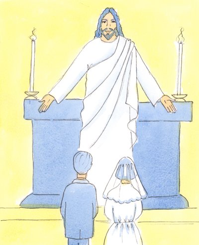 Je důležité, aby se děti při prvním svatém přijímání učily o skutečné přítomnosti a o tom, jak žít svatý a čistý život, 2004 (bez papíru) od Elizabeth Wang