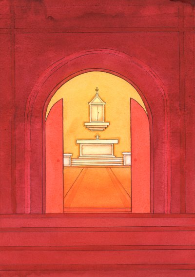 Ježíš Kristus je skutečně přítomen v Nejsvětější svátosti ve svatostánku, 2004 (bez papíru) od Elizabeth Wang