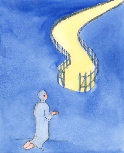 Ježíš řekl, že je to úzká brána, která vede k životu, a tvrdá cesta, 2004 (bez papíru) od Elizabeth Wang