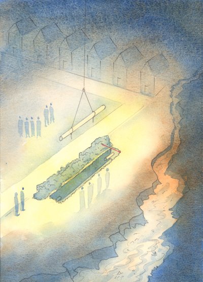 Stejně jako je nesmyslné instalovat kanalizační potrubí, pokud v blízkosti může zůstat otevřená kanalizace, 2003 (w/c na papíře) od Elizabeth Wang