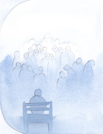 Marie pokojně čekala, jak jsem vyjmenoval všechny drazí v modlitbě - kněží a mnoho dalších., 2001 (bez papíru) od Elizabeth Wang