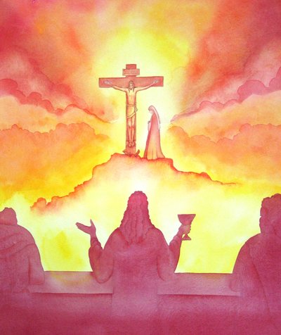 V noci před svou smrtí Ježíš ustanovil svatou Eucharistii při Poslední večeři v roce 2001 (bez papíru) od Elizabeth Wang