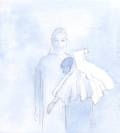Jednoho dne, v mé duši, natáhl svatební závoj, 2000 (bez papíru na papíře) od Elizabeth Wang