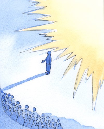 Ten, kdo stojí velmi blízko Kristu, je „svatozáře“ Jeho slávou, ačkoli je sama malá, slabá a bezvýznamná, 2002 (bez papíru) od Elizabeth Wang
