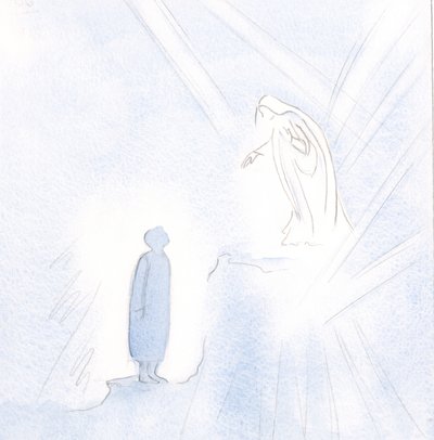 Naše blahoslavená Paní je vysoko nad námi v milosti a svatosti, ale my se nesmíme bát k ní přistoupit., 2001 (bez papíru) od Elizabeth Wang
