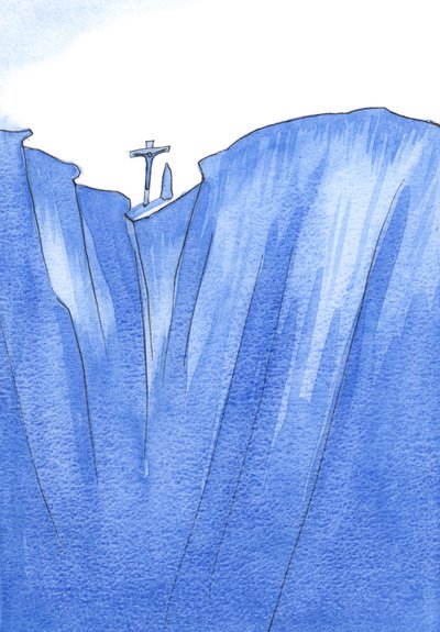 Naše Paní snášela smutek a hrůzu, když sledovala svého syna na samém okraji Propasti, než byla nakonec oslavena jako Matka Boží, 2002 (bez papíru) od Elizabeth Wang