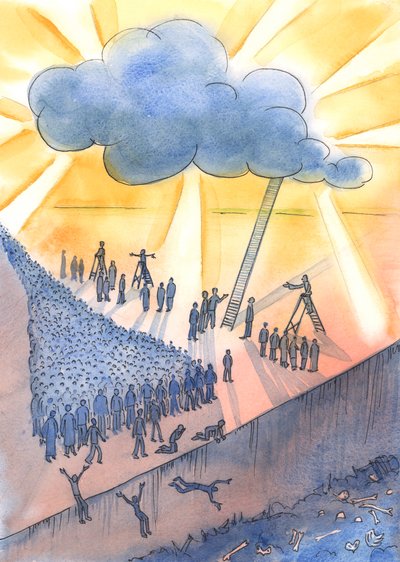 Lidé jdou vstříc smrti a možná Peklu, 2004 (bez papíru) od Elizabeth Wang