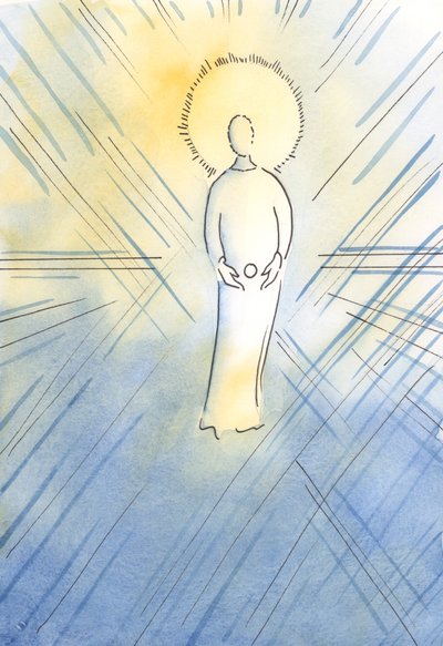 Svatá Anna počala ve svém lůně Neposkvrněného jako hostitele; Panna Maria, která se stane Matkou Boží, 2000 (bez papíru) od Elizabeth Wang