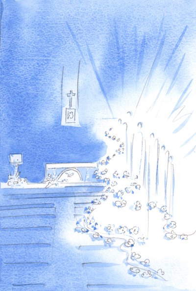 Svatí andělé byli přítomni: a zdobili kostel girlandami, což ukazovalo nebeskou radost ze svěcení, 2002 (bez papíru) od Elizabeth Wang
