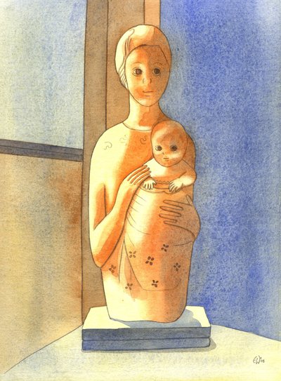 Panna a dítě, 2001 (w/c na papíře) od Elizabeth Wang