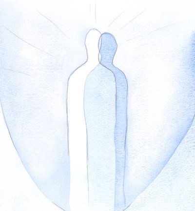Ten, kdo skutečně miluje Krista, by měl být skutečně jako On: jako zrcadlový obraz Krista pro ostatní, reprodukující Kristovu péči a starost., 2001 (w/c na papíře) od Elizabeth Wang