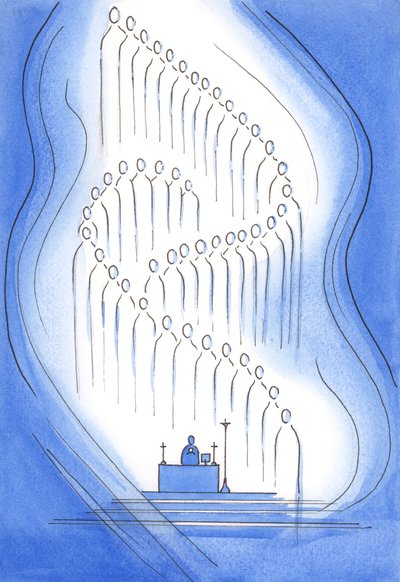 Svatí jsou s námi přítomni ve svatyni, 2001 (bez papíru) od Elizabeth Wang