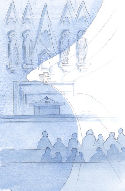 Celá budova kostela je plná andělů; kartáčujeme je každou chvíli., 2001 (bez papíru) od Elizabeth Wang