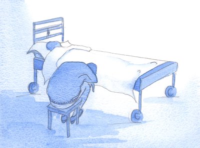 To je to, co vidíme v něžném pohledu: smutek, láska a žal pro druhého v nouzi, které od nás volají praktickou pomoc a něžnou útěchu, 2002 (bez papíru) od Elizabeth Wang