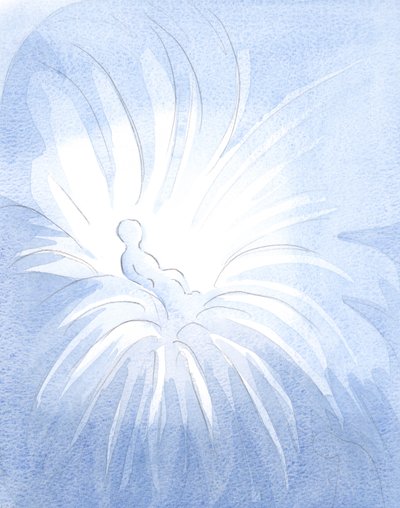 Skrze křest je božský život vylit do srdce dítěte a šíří se mezi ostatní, 2001 (bez papíru) od Elizabeth Wang
