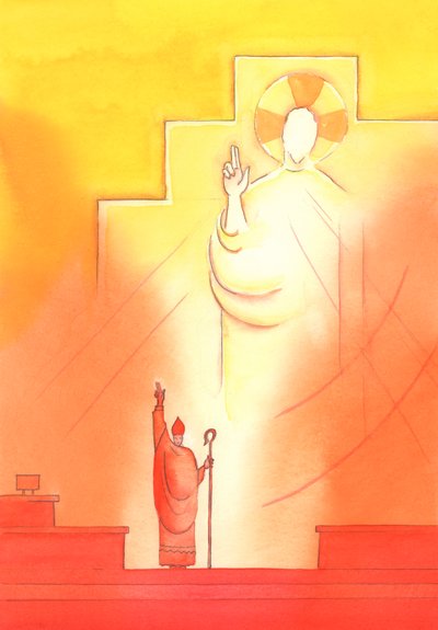 Skrze každého biskupa, který je ve společenství s papežem, nás Bůh Otec posvěcuje, učí a vede, 2002 (bez papíru) od Elizabeth Wang
