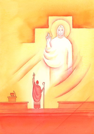 Skrze každého biskupa, který je ve společenství s papežem, nás Bůh Otec posvěcuje, učí a vede, 2002 (bez papíru) od Elizabeth Wang