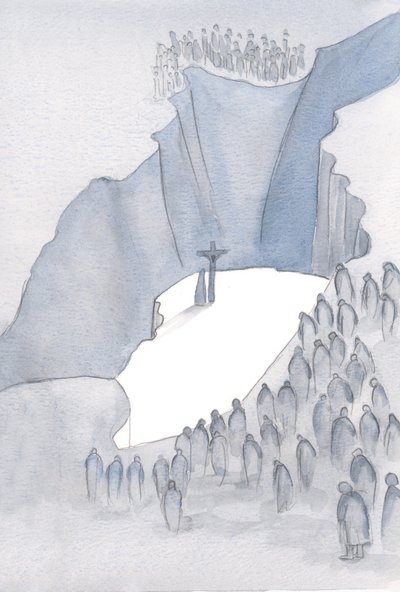 Jaká propast před námi leží při mši, když jsme se stali součástí jediné oběti za hřích, spojeni s tím minulým věkem, kdy nás Kristus na kříži spasil., 2001 (bez papíru) od Elizabeth Wang