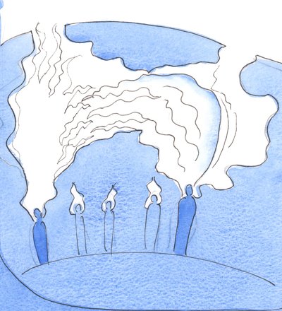 Když je jedna duše ochotna modlit se s druhou a za druhou, na dálku, je to, jako by oheň lásky v ní směřoval k té druhé duši (stejně jako k Bohu), 2003 (bez papíru) od Elizabeth Wang