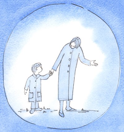 Když vedeme a pomáháme někomu v nouzi, můžeme být jako matka, která vede, poučuje a povzbuzuje malé dítě, 2003 (bez papíru) od Elizabeth Wang