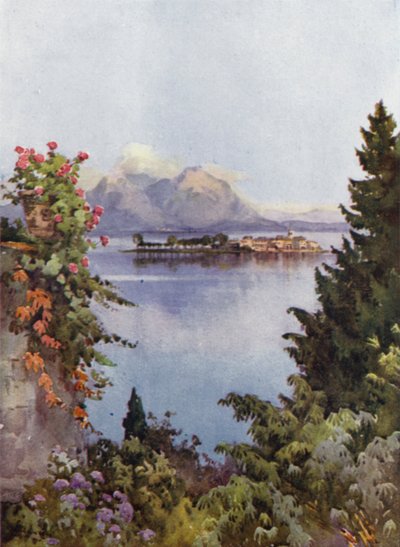 Zahrada u Baveno, jezero Maggiore (barva litho) od Ella Du Cane