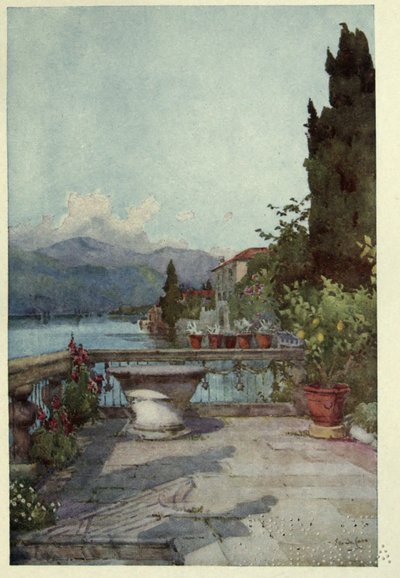 Zahrada u Orty, ilustrace z „Italských jezer“ od Richarda Bagota od Ella Du Cane