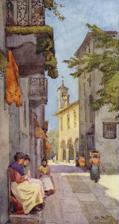 Ulice v Ortě (barevné lito) od Ella Du Cane