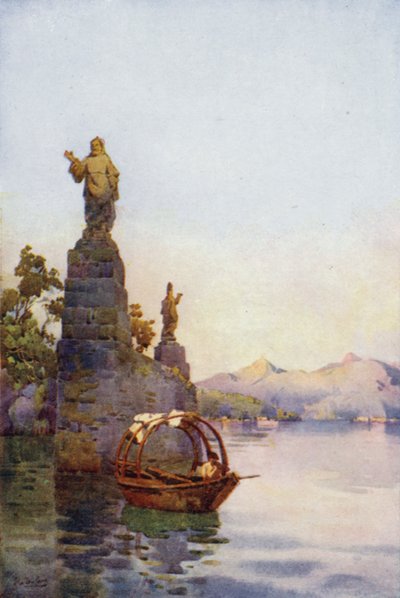 Vchod do Villa Arconati, jezero Como (barva litho) od Ella Du Cane