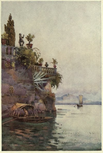 Ve stínu terasy, Lago di Como, ilustrace z „Italských jezer“ od Richarda Bagota od Ella Du Cane