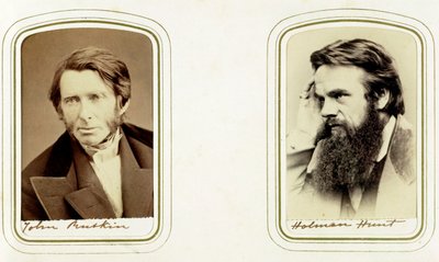John Ruskin, anglický umělec, básník a kritik, a William Holman Hunt, anglický umělec, 1865 od Elliott and Fry