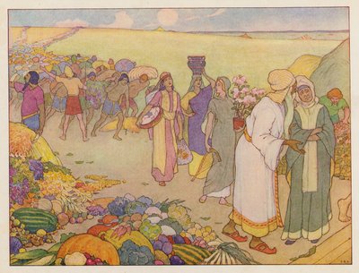 Noemova archa: Přebírání zásob (barevná litografie) od Elmer Boyd Smith