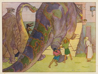 Noemova archa: Dinosauří dilema (barevná litografie) od Elmer Boyd Smith