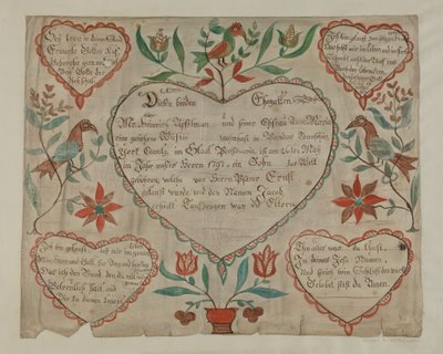 Pa. Německý rodný a křestní list, c. 1940. od Elmer R. Kottcamp