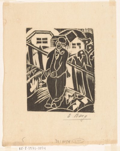 Muž v zeleninové zahradě od Else Berg (signed by artist)