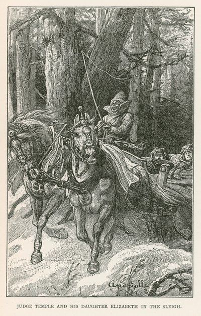 Soudce Temple a jeho dcera Elizabeth na saních (rytina) od Elviro Michael Andriolli