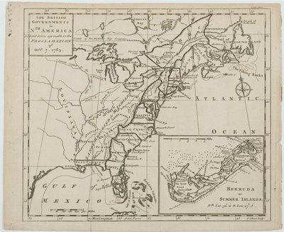 Mapa britských vlád v Severní Americe, vyryla J. Gibson od Emanuel Bowen